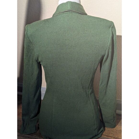 St. John Collection Santana Knit Jacket Blazer Dark Green Gold Buttons Size 4 - Picture 4 of 5
